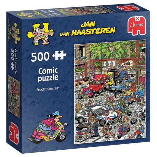 Jan van Haasteren Pussel - Scooter Scramble 500 Bitar i gruppen PUSSEL / < 750 bitar hos Spelexperten (1119801851)