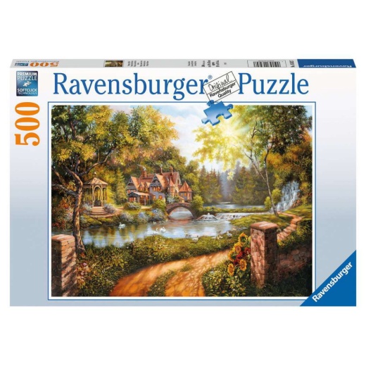 Ravensburger Pussel - Cottage by the River 500 bitar i gruppen PUSSEL / < 750 bitar hos Spelexperten (12000218)