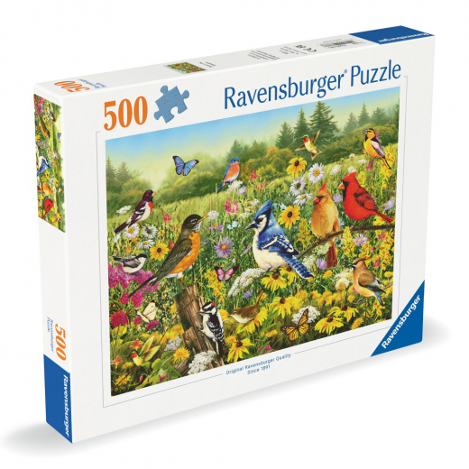 Ravensburger Pussel: Birds In The Meadow 500 Bitar i gruppen PUSSEL / < 750 bitar hos Spelexperten (12000336)