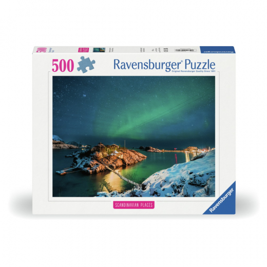 Ravensburger Pussel: Northern Lights In Bergsfjord 500 Bitar i gruppen PUSSEL / < 750 bitar hos Spelexperten (12000845)