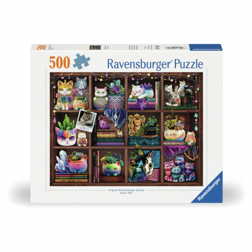 Ravensburger Pussel: Cubby Cats and Succulents 500 Bitar i gruppen PUSSEL / < 750 bitar hos Spelexperten (12000874)