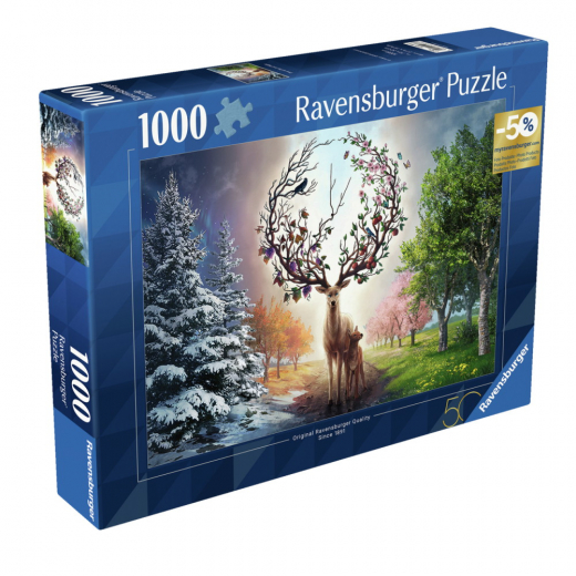 Ravensburger Pussel: Deer at Day and Night 1000 Bitar i gruppen PUSSEL / 1000 bitar hos Spelexperten (12001088)