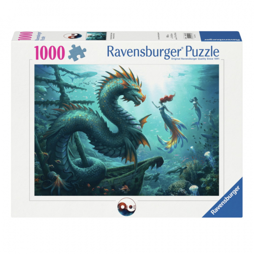 Ravensburger Pussel: Enchanted Depths Dragon Mermaid 1000 Bitar i gruppen PUSSEL / 1000 bitar hos Spelexperten (12001434)