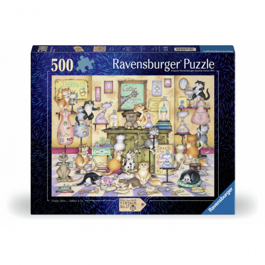 Ravensburger Pussel: Crazy Cats Taby & Co. 500 Bitar i gruppen PUSSEL / < 750 bitar hos Spelexperten (12001451)