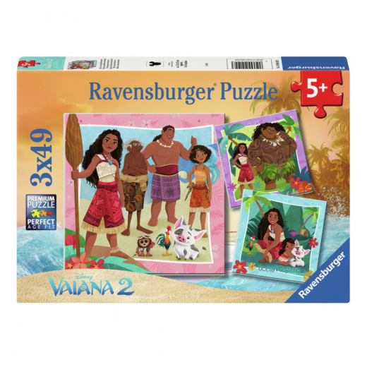 Ravensburger Pussel: Disney Vaiana 2 3x49 Bitar i gruppen PUSSEL / Barnpussel hos Spelexperten (12004102)