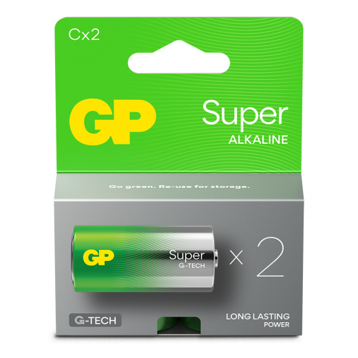 GP Super Alkaline C-batteri 14A/LR14, 2-pack i gruppen LEKSAKER / Batterier & laddare hos Spelexperten (151424)