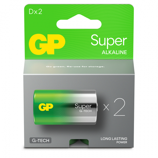 GP Super Alkaline D-batteri 13A/LR20, 2-pack i gruppen LEKSAKER / Batterier & laddare hos Spelexperten (151425)