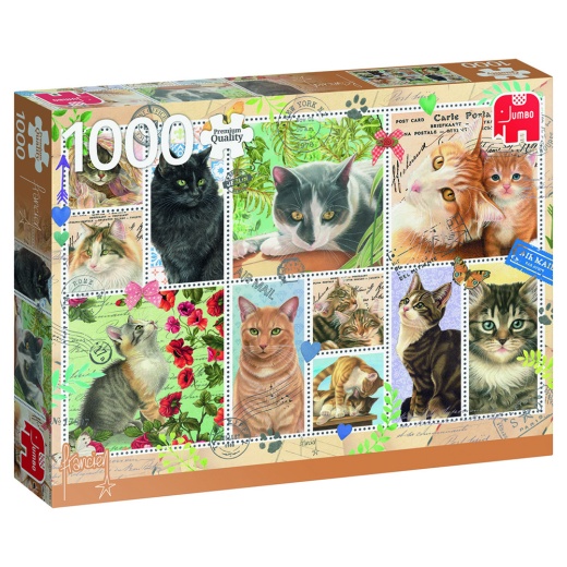 Jumbo Pussel - Cat stamps 1000 Bitar i gruppen  hos Spelexperten (18813)
