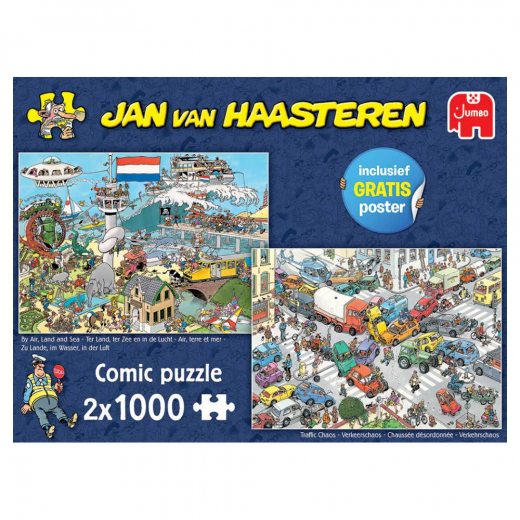 Jan Van Haasteren Pussel: Traffic Chaos & By Air, Land and Sea 2x1000 Bitar i gruppen Nyheter hos Spelexperten (22-20073)