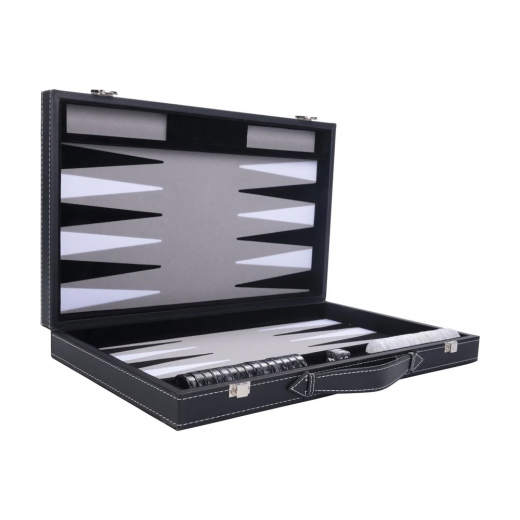 Longfield Backgammon Medium Grey i gruppen SÄLLSKAPSSPEL / Backgammon hos Spelexperten (250506)