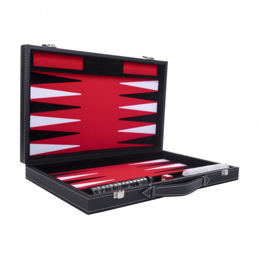 Longfield Backgammon Medium Red i gruppen SÄLLSKAPSSPEL / Backgammon hos Spelexperten (250507)