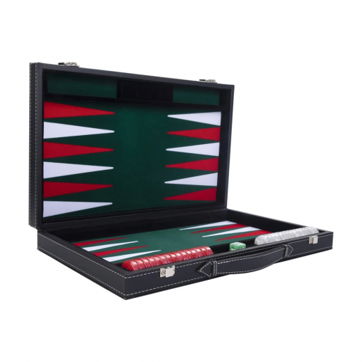 Longfield Backgammon Medium Green i gruppen SÄLLSKAPSSPEL / Backgammon hos Spelexperten (250508)