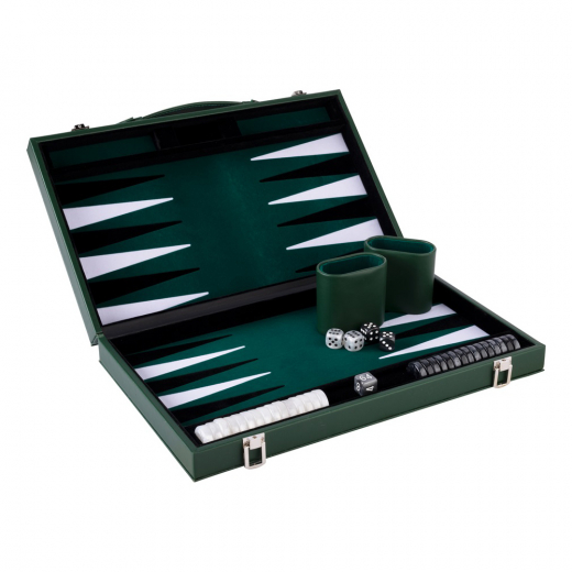 Longfield Backgammon Medium Forest Green i gruppen SÄLLSKAPSSPEL / Backgammon hos Spelexperten (250529)