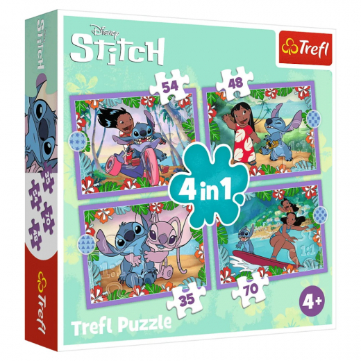 Trefl 4 in 1 Pussel Disney Stitch 35, 48, 54, 70 Bitar i gruppen PUSSEL / Barnpussel hos Spelexperten (34633)