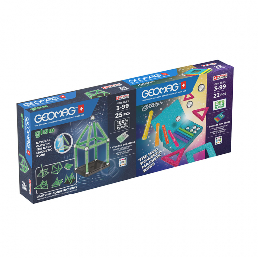 Geomag Glow 25 + Glitter 22 Bundle i gruppen LEKSAKER / Byggklossar / Geomag hos Spelexperten (51024087)