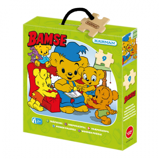 Kärnan Askpussel i trä - Bamse Läser 9 bitar i gruppen PUSSEL / Barnpussel hos Spelexperten (520080)