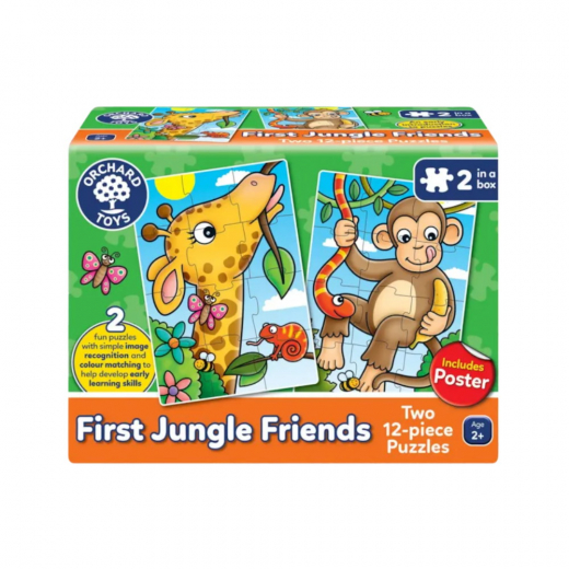 Pussel First Jungle Friends 2 x 12 Bitar i gruppen PUSSEL / Barnpussel hos Spelexperten (600293-OR)