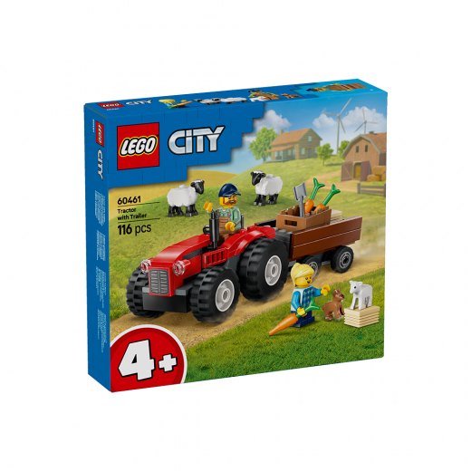 LEGO City - Röd jordbrukstraktor med släp och får i gruppen LEKSAKER / LEGO / LEGO City hos Spelexperten (60461)