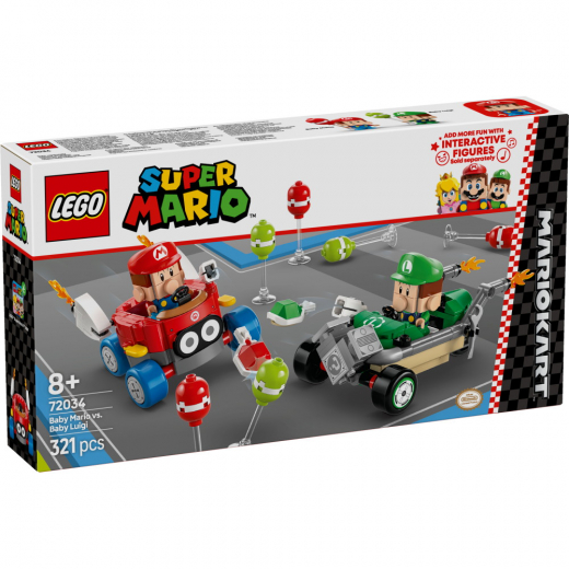 LEGO Super Mario - Mario Kart Baby Mario mot Baby Luigi i gruppen LEKSAKER / LEGO / LEGO Super Mario hos Spelexperten (72034)