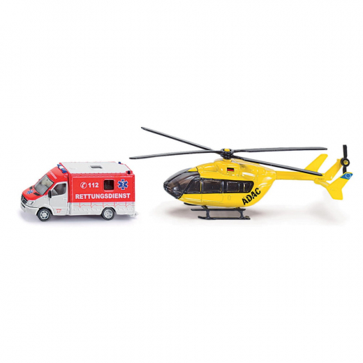 Siku Super 1:87 - Ambulans och helikopter i gruppen LEKSAKER / Leksaksfordon / Siku / Siku 1:87 hos Spelexperten (881850)