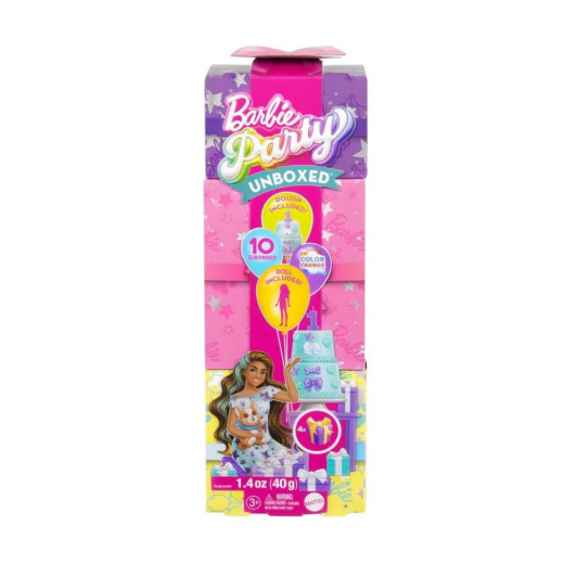 Barbie Party Unboxed - Brunett docka i gruppen LEKSAKER / Barbie hos Spelexperten (960-2525)