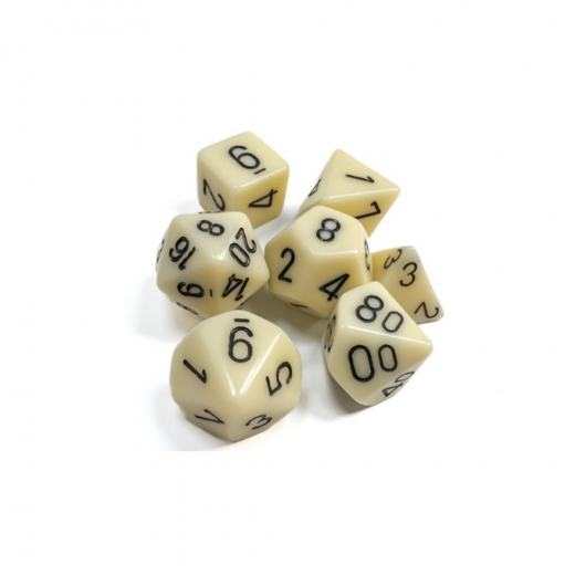 Dice Set 7 Opaque Ivory/Black i gruppen SÄLLSKAPSSPEL / Tillbehör / Tärningar & tillbehör hos Spelexperten (CHX25400)