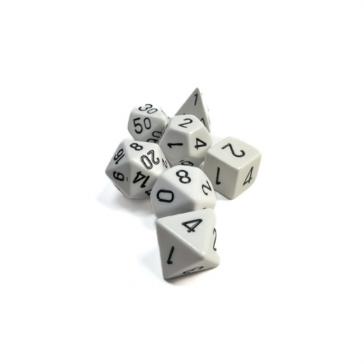 Dice Set 7 Opaque White/Black i gruppen SÄLLSKAPSSPEL / Tillbehör / Tärningar & tillbehör hos Spelexperten (CHX25401)