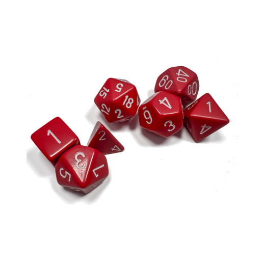 Dice Set 7 Opaque Red/White i gruppen SÄLLSKAPSSPEL / Tillbehör / Tärningar & tillbehör hos Spelexperten (CHX25404)