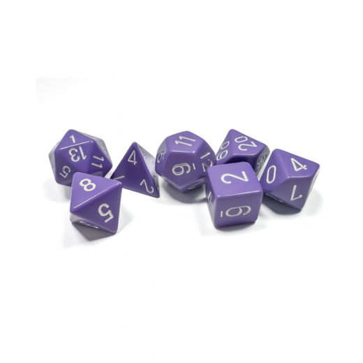 Dice Set 7 Opaque Purple/White i gruppen SÄLLSKAPSSPEL / Tillbehör / Tärningar & tillbehör hos Spelexperten (CHX25407)