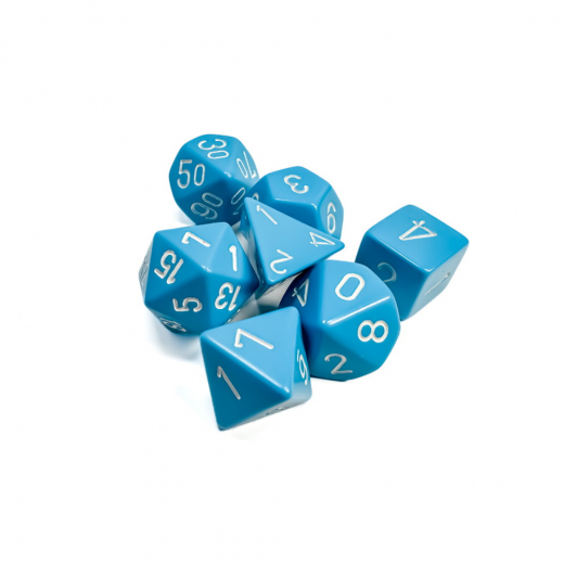 Dice Set 7 Opaque Light Blue/White i gruppen SÄLLSKAPSSPEL / Tillbehör / Tärningar & tillbehör hos Spelexperten (CHX25416)