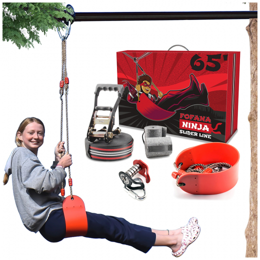 Ninja Slider Zipline Pulley Kit - 20 m i gruppen LEKSAKER / Utomhuslek / Gunga & klättra hos Spelexperten (EB-FO-003)