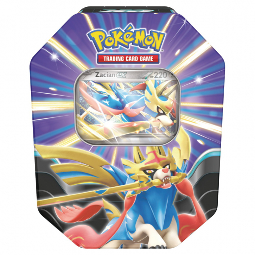 Pokémon TCG: Slashing Legends Tin - Zacian ex i gruppen SÄLLSKAPSSPEL / Pokémon hos Spelexperten (POK10377-ZAC)