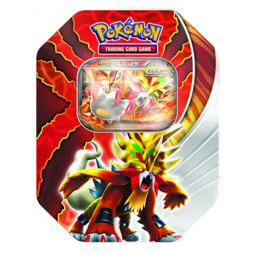 Pokémon TCG: Paradox Destinies Tin - Gouging Fire ex i gruppen SÄLLSKAPSSPEL / Pokémon hos Spelexperten (POK85844-GOU)