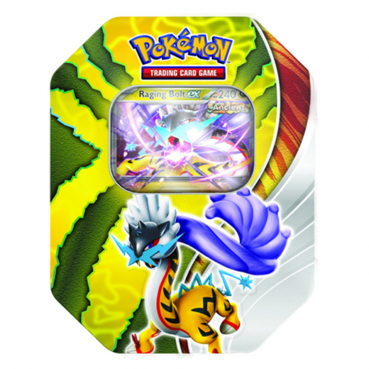 Pokémon TCG: Paradox Destinies Tin - Raging Bolt ex i gruppen SÄLLSKAPSSPEL / Pokémon hos Spelexperten (POK85844-RAG)