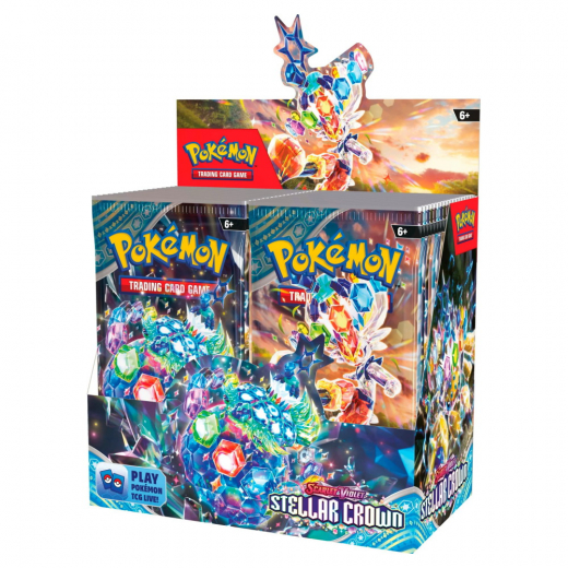 Pokémon TCG: Stellar Crown Booster Display i gruppen SÄLLSKAPSSPEL / Pokémon hos Spelexperten (POK85897-DIS)