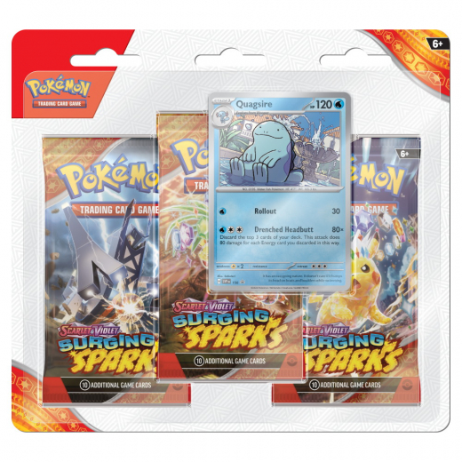 Pokémon TCG: Surging Sparks Boosters 3-Pack Quagsire i gruppen SÄLLSKAPSSPEL / Pokémon hos Spelexperten (POK85938-QUA)