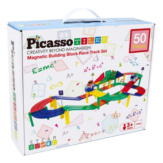 PicassoTiles Magnetic Race Track 50 Bitar i gruppen LEKSAKER / Byggklossar / PicassoTiles hos Spelexperten (PTR50)