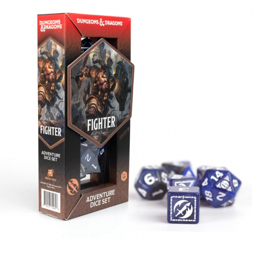 Dungeons & Dragons: Adventure Dice Set - Fighter Blue i gruppen SÄLLSKAPSSPEL / Tillbehör / Tärningar & tillbehör hos Spelexperten (SDZ200203)