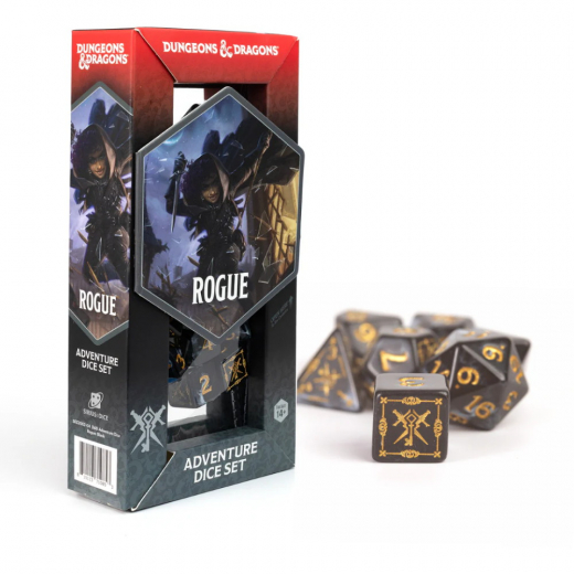 Dungeons & Dragons: Adventure Dice Set - Rogue Black i gruppen SÄLLSKAPSSPEL / Tillbehör / Tärningar & tillbehör hos Spelexperten (SDZ200204)