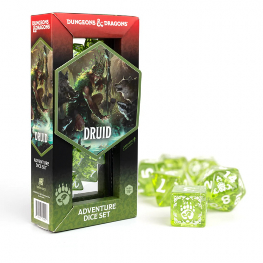 Dungeons & Dragons: Adventure Dice Set - Druid Green i gruppen SÄLLSKAPSSPEL / Tillbehör / Tärningar & tillbehör hos Spelexperten (SDZ200211)