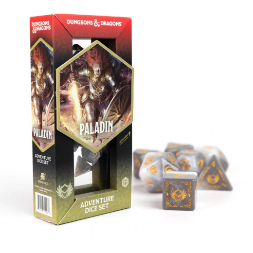 Dungeons & Dragons: Adventure Dice Set - Paladin White/Grey i gruppen SÄLLSKAPSSPEL / Tillbehör / Tärningar & tillbehör hos Spelexperten (SDZ200214)