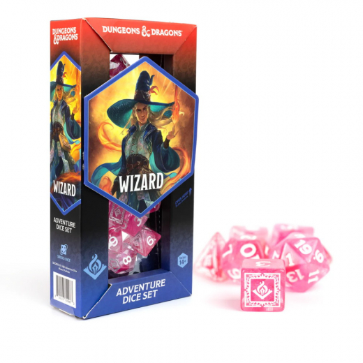 Dungeons & Dragons: Adventure Dice Set - Wizard Fuchsia i gruppen SÄLLSKAPSSPEL / Tillbehör / Tärningar & tillbehör hos Spelexperten (SDZ200219)