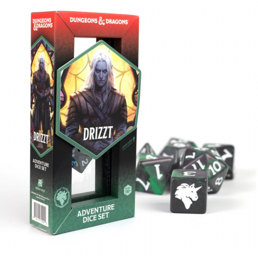 Dungeons & Dragons: Adventure Dice Set - Legend of Drizzt i gruppen SÄLLSKAPSSPEL / Tillbehör / Tärningar & tillbehör hos Spelexperten (SDZ200220)